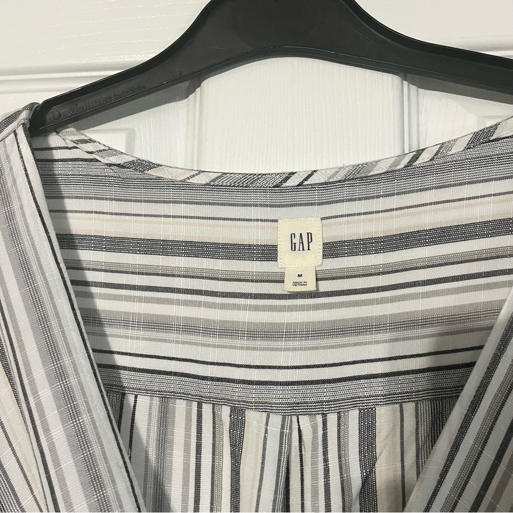 GAP Striped Wrap Jumpsuit - Charcoal and White - Picture 6 of 8